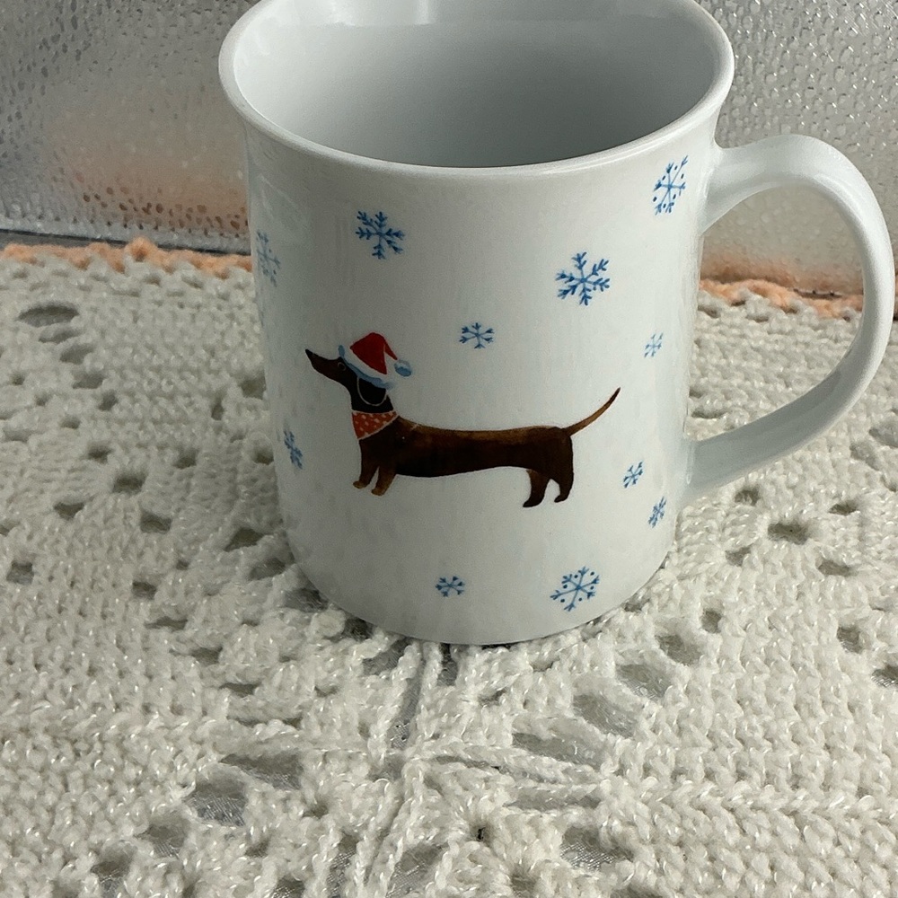 Fringe Studio Dachshund Dog Coffee Mug/Cup ‘Dachshund Through The Snow” Santa